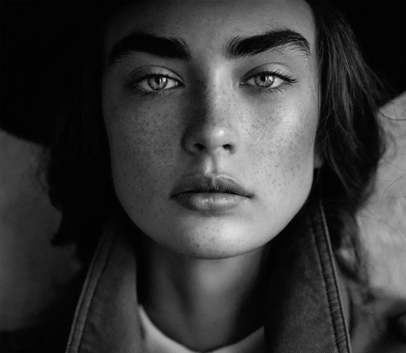 Woman in black and white