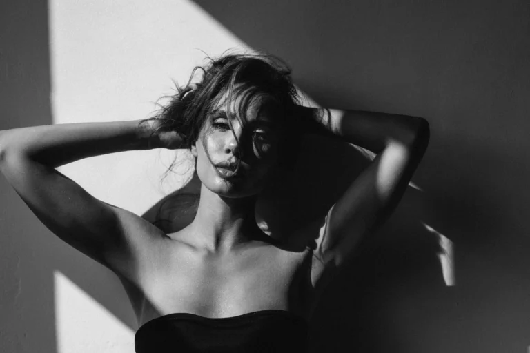 Woman with hands in hair